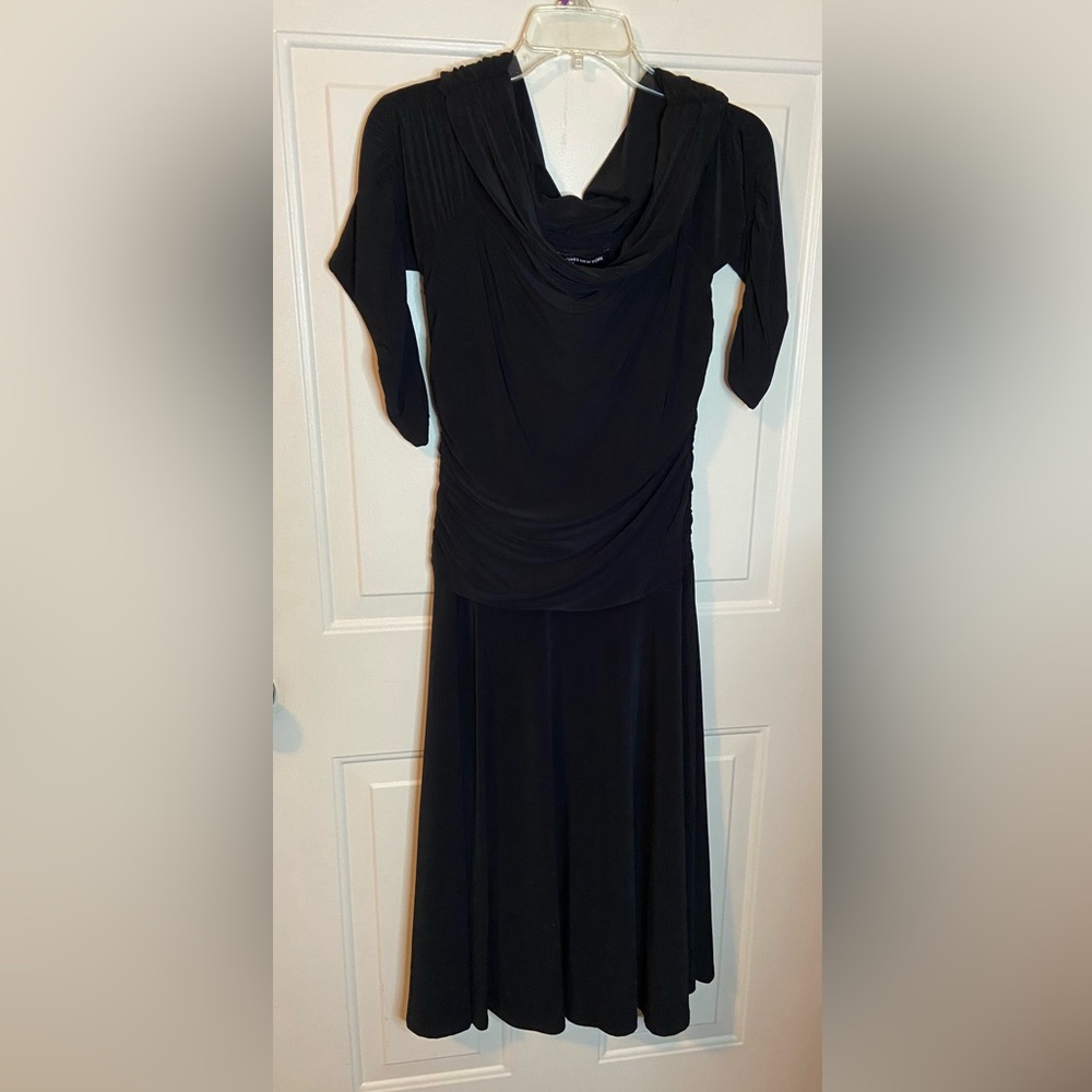 Jones New York Black Jersey Cowl Neck Dress Sz 12